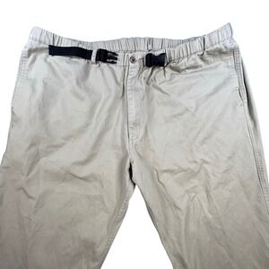 Travelsmith Mens Belted Pants Mens XXL Tan Khaki Cotton Elastic Waist Vintage